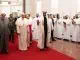 Pope Francis, Head of the Catholic Church is welcomed by Abu Dhabi's Crown Prince Mohammed bin Zayed Al-Nahyan and Sheikh Ahmed Mohamed el-Tayeb, Egyptian Imam of al-Azhar Mosque upon his arrival at Abu Dhabi International airport in Abu Dhabi